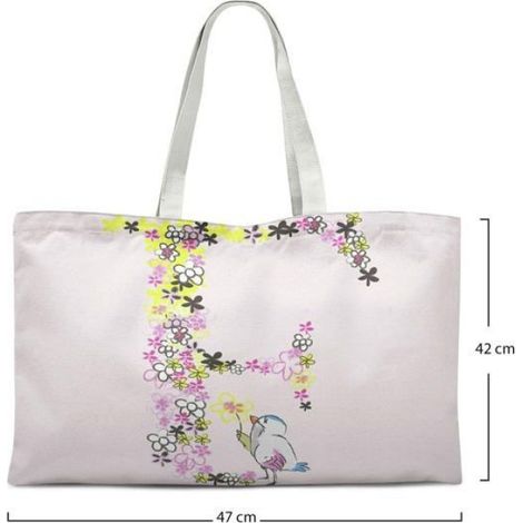 Tote bag shopping en coton Bonamaison 47x42 cm - sac réutilisable porté épaule (1/4)