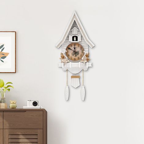 Horloge murale en forme de maison avec carillon, horloge murale moderne et originale, horloge murale d'intérieur pour le salon 32.5x69cm (1/5)