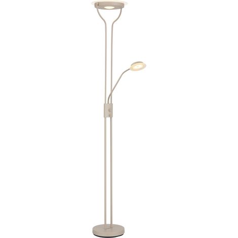LED Stehleuchte Dimmbar Lesearm und Fluter verstellbar sandfarben matt H 180 cm (1/5)