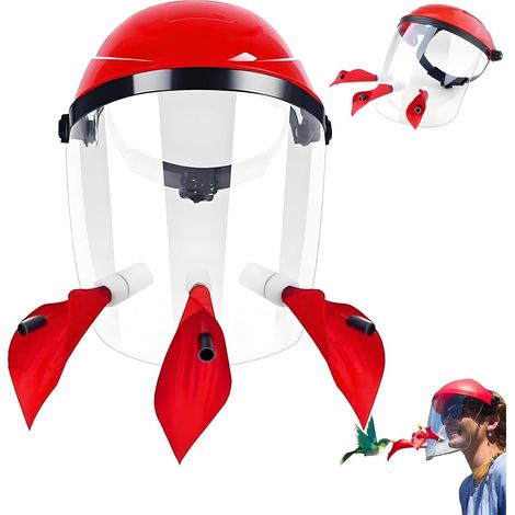 Kolibri-Futterhelm Freihändige Fütterung für ausgewachsene Kolibris 3 Futteröffnungen Verstellbares Kopfband (Rot) (1/5)