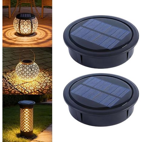 2 Pièces Lampes Solaires de Rechange, 10.5cm Remplacement de Couvercles Solaires avec LED, Remplacement de Lumières Solaires Top, Couvercle de Rechange pour Jardin, Extérieur Décoration (1/5)