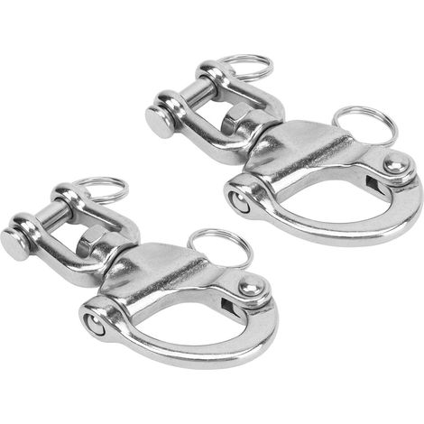 Set aus 2 Schnellverschluss-Federschäkeln aus hochfestem, universellem Edelstahl 316 für Segelboot-Takelage, 87 mm (1/5)