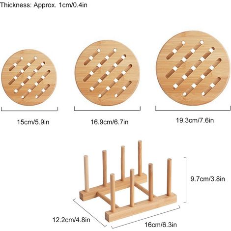 Set de table rond, dessous de plat, porte-tasses et assiettes, résistant à la chaleur, pour la cuisine. (1/5)