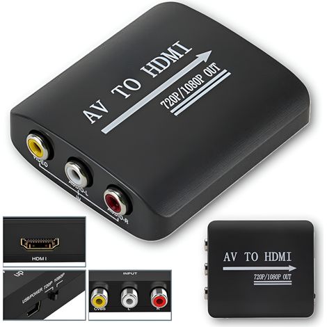 Konverter von AV CVBS 3x Chinch auf HDMI-Adapter schwarz (1/5)