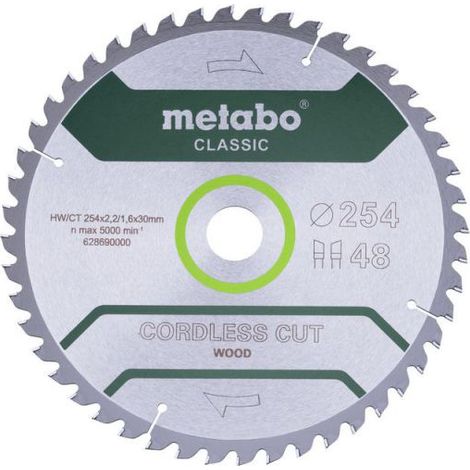 METABO Sägeblatt "cordless cut wood - classic", 254x2,2/1,6x30 Z48 WZ 5° (628690000)
