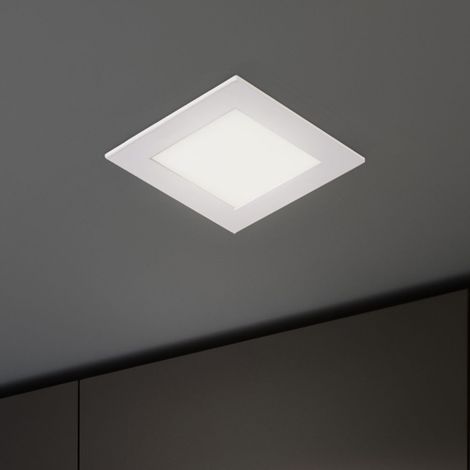 LED Einbaustrahler flach LED Einbaupanel Einbau Deckenstrahler LED Deckenleuchte weiß, Aluminium, 3W 130lm warmweiß, LxBxH 8,4x8,4x1,2cm