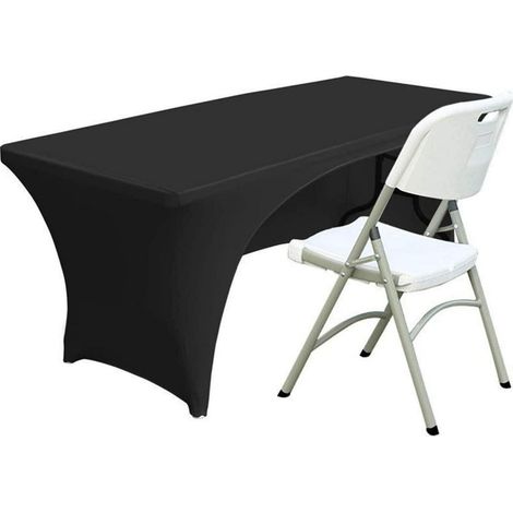 Spandex Tischdecke rechteckig 244x74cm schwarz, pflegeleicht, 4-Wege-Stretch
