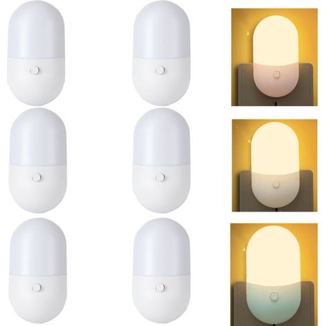 6 pièces lampe de chevet prise murale LED, veilleuse pour chambre et enfants, cadeau mignon, haute qualité, avec plug UE (1/5)