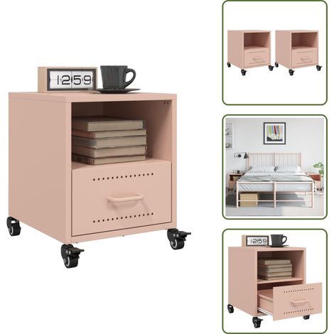 Nachttische 2 Stk. Rosa 36x39x43,5 cm Stahl - Nachttisch - Nachttische - Schrank - Nachtschrank (1/5)
