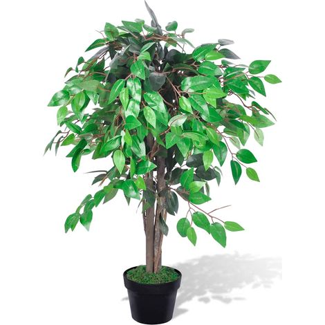 vidaXL Planta artificial árbol ficus con macetero 90 cm (1/2)