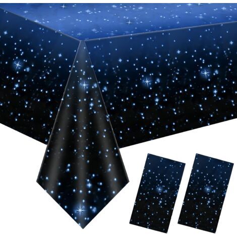 2PCS Nappe à Ciel Etoilé, 137x274cm Rectangulaire Nappe, Nappes de Fête, Nappe Imperméable Plastique Anniversaire, Nappe Réutilisable de Romantique Thème du Ciel Etoilé Cuisine Fête Pique-Nique (1/5)