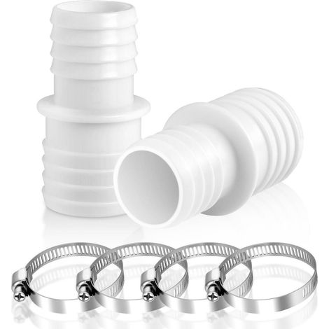 Poolschlauchverbinder 32mm auf 38mm, 2er Set mit Schlauchschellen