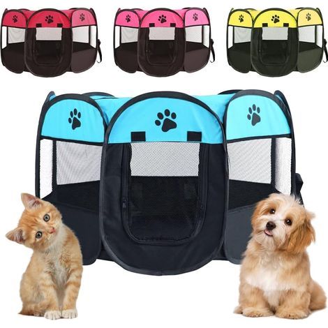 Foldable Puppy Playpen, Waterproof Oxford Fabric, 73x73x43cm, with Removable Roof for Indoor and Outdoor Use (1/5)
