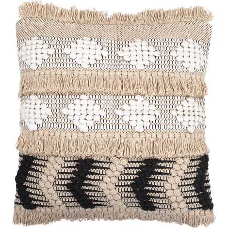 Cuscino in stile boho Bali - Copertura e riempimento inclusi - Herai Nero
