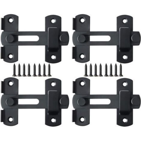 2 Pcs Verrou de Porte Coulissante Serrure de Porte Loquet à Bascule Boulon de Verrouillage de Boucle avec Vis pour Porte, Fenêtre, Placard et Jardin, Noir Mat en Acier Inoxydable (1/4)