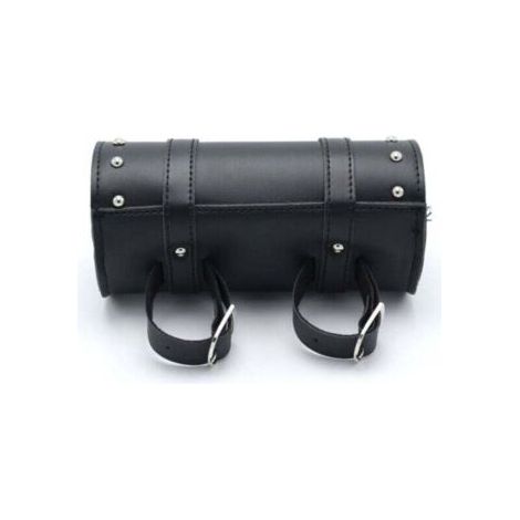 Motorrad-Satteltaschen, Leder-Motorrad-Werkzeugtasche, Universal-Motorrad-Satteltaschen, schwarze Leder-Motorrad-Werkzeugtasche, mit 2 Befestigungsgurten, passend für die meisten Motorräder