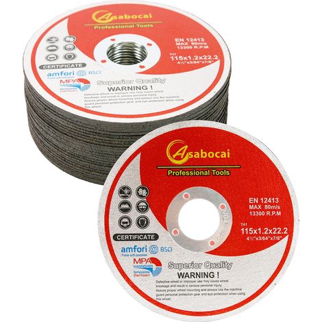 Lot de 25 disques à tronçonner 115x1,2mm, disques abrasifs pour métal et inox, compatibles meuleuse d'angle, coupe rapide précise (1/5)