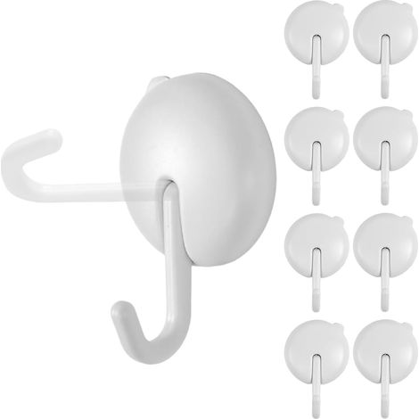 Juego de 8 ganchos autoadhesivos blancos extrafuertes, ganchos de pared, no requieren perforación, inclinables, adhesivos para techo y pared. (1/5)