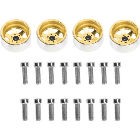 4 Roues Moyeux Jantes Métal 2.2 Pouces pour Voiture RC Traxxas 1/10 et AXIAL SCX10 90046, Pièces de Rechange Faciles à Installer, Or (1/5)