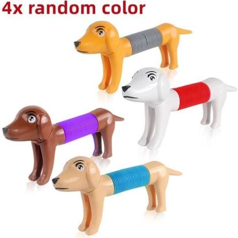 4 Piece Novelty Spring Dog Burst Tube Sensory Toy Adult Children's Crush Resistant Toy Gift
