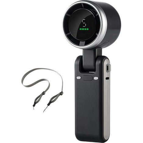 Schwarzer, faltbarer tragbarer Ventilator mit USB-C-Schnellladefunktion, 5 einstellbaren Geschwindigkeitsstufen und inklusive Netzkabel – für optimale Kühlung im Innen- und Außenbereich (1/4)