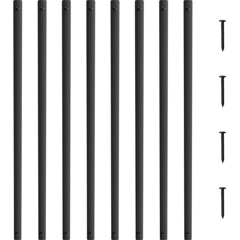 Balustres en métal pour escalier, 750 x 25 mm, broche de rampe plate en alliage d'aluminium, 51 tiges de pont avec vis, balustrade creuse classique, revêtement en poudre noir satiné pour porche (1/5)