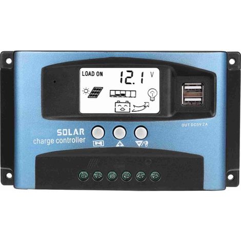 40-A-Solarladeregler, intelligenter Batterieregler, USB-Solarpanelregler 12 V/24 V mit LCD-Display (1/4)