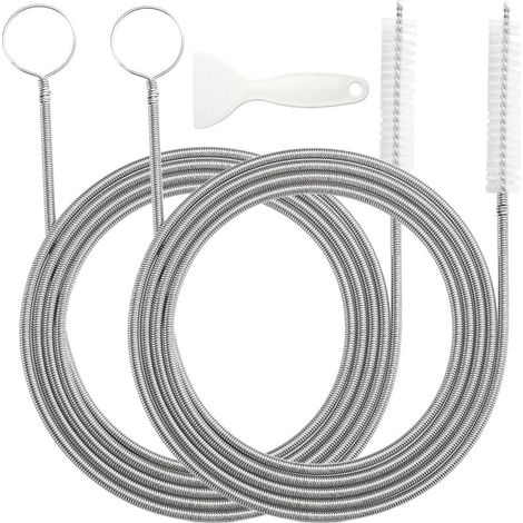 Lot de 2 Furet Deboucheur Canalisation, 150cm Goupillon pour Réfrigérateur avec 1 Grattoir pour Dégivrage, Deboucheur Evier Pliable, Furet Deboucheur de Tuyau Étroite pour Lavabo