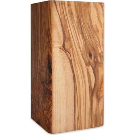 Pot à ustensiles de cuisine carré en bois d'olivier range-ustensiles hauteur 15 cm - PANGIVO (1/2)