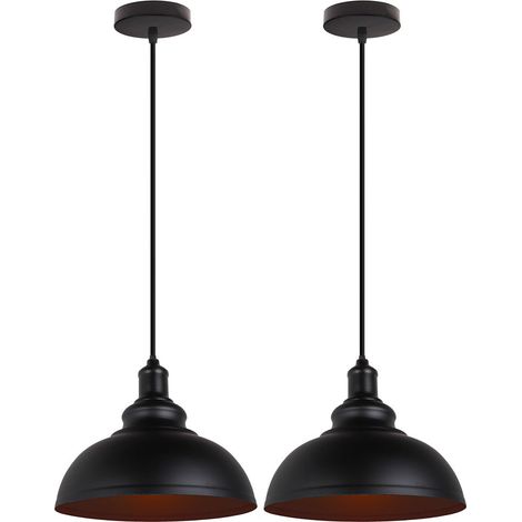 2PCS Vintage Pendant Light Industrial Ceiling Light Classic Chandelier Iron Metal Pendant Lights Black For Bar Cafe Office
