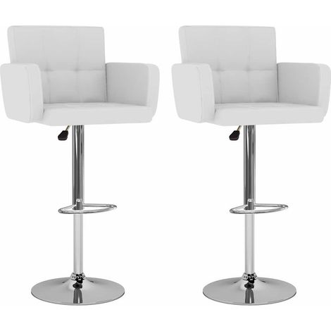 Barhocker 2 Stk. Weiß Kunstleder
