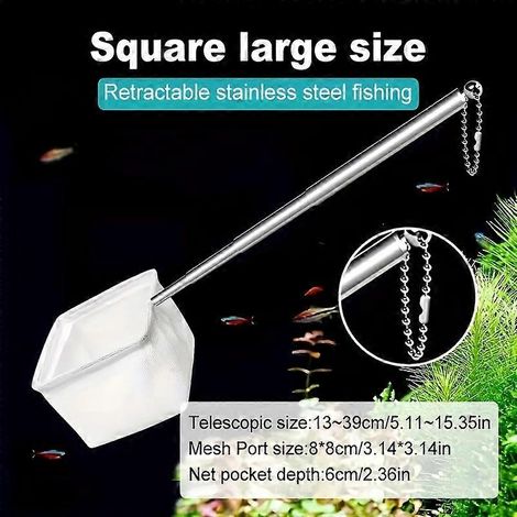 Épuisette extensible en acier inoxydable pour aquarium, en un seul lot, mini épuisette télescopique pour aquarium, adaptée aux petits bassins, aux crevettes, aux jeunes poissons, aux restes de nourrit (1/5)
