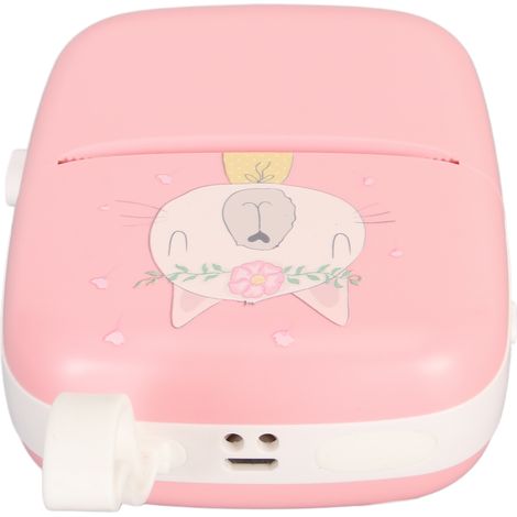 Imprimante thermique portable poche avec 3 rouleaux papier, étiquettes notes, mini photo imprimante batterie intégrée rose (1/5)