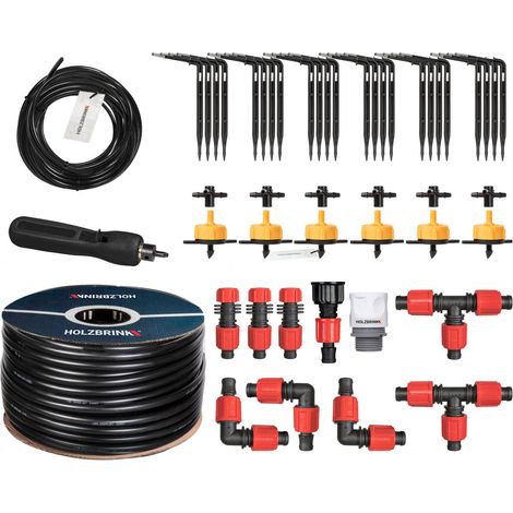 HOLZBRINK Start Set Gewächshaus Bewässerung Bewässerungssystem inkl. 50 m LDPE Verlegerohr 16 mm, 6x Tropfer 2l/h, HTB-10-G-50