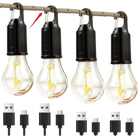 luces colgantes recargables para tiendas de campaña, Lámpara portátil para acampar en caso de cortes de luz de emergencia, senderismo (Negro) (1/5)