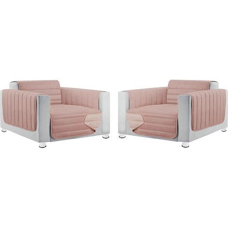 Coppia Set 2 Copripoltrona Salva Poltrona Universale Imbottito Morbido Double Face Elegante - Rosa (1/3)