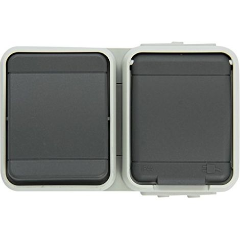 ELSO 458639 AQUATOP LOT DE 6 INTERRUPTEURS HORIZONTAUX AVEC BORNES À VIS ATO GRIS CLAIR/BASALTE 10 A/16 A