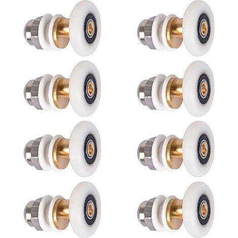 Rouleaux de porte de douche 23mm, roues de douche coureurs poulies de fixation pièces de rechange de porte coulissante en verre 8pcs-ARCAN (1/5)