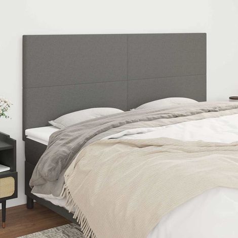 Tête de lit 180 cm en tissu gris foncé, hauteur réglable, pieds en bois - PANGIVO (1/5)