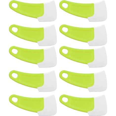 Lot de 10 spatules en silicone avec crochet flexible, manche en PP, idéales pour la pâtisserie, les pâtes et les gâteaux (vert). (1/5)