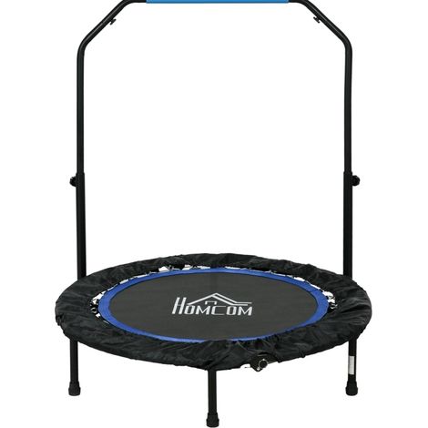 Trampoline de fitness pliable avec poignée réglable Ø102 cm, charge max 100 kg, noir et bleu (1/5)