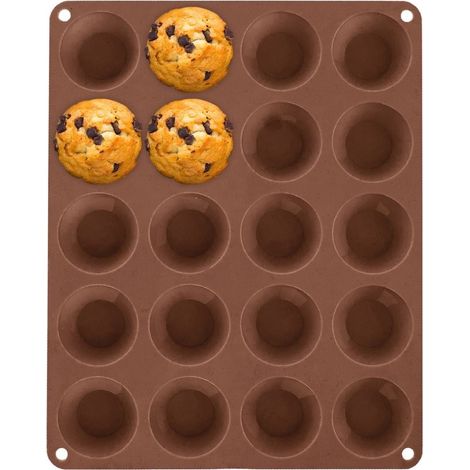 Teglia per 20 mini muffin, cupcake, muffin, in silicone, marrone, sillinie orion 151763 (1/5)