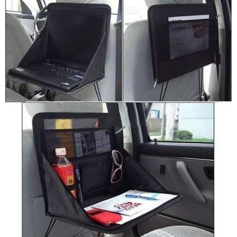 Support ordinateur portable pour siège arrière de voiture – Plateau de travail pliable – Dimensions 35x30x3,5 cm – Poids 655 g – Matériaux viscose/polyester/nylon (1/5)