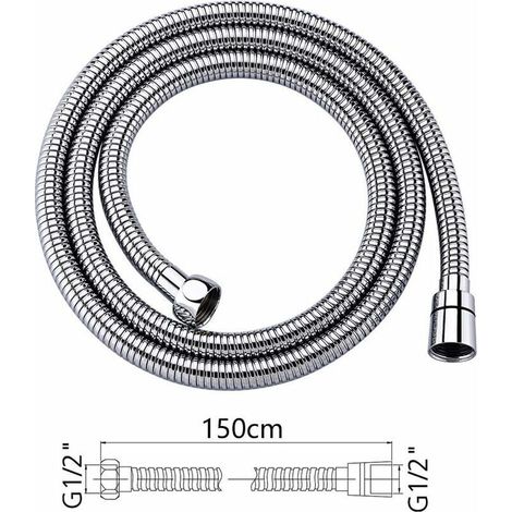 Tubo doccia universale (1,5 m), tubo doccia antitorsione e anti-attorcigliamento, acciaio inox/cromo (1/4)