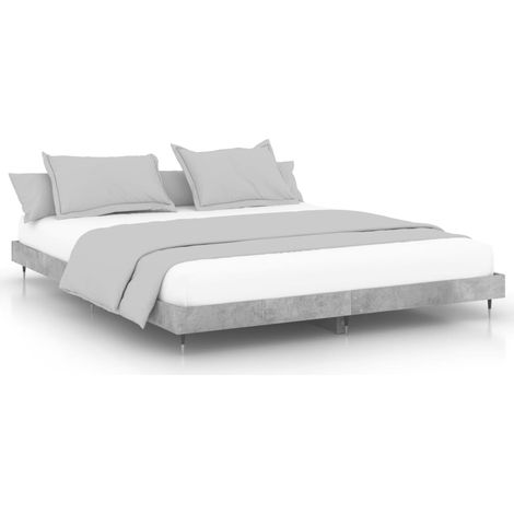 Lit double Lit adulte Cadre de lit sans matelas gris béton 200x200 cm (1/5)