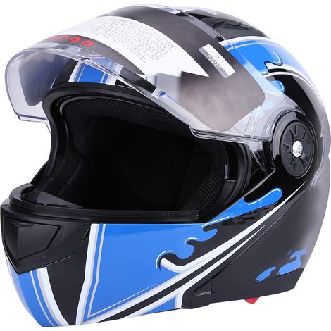 Casque intégral universel pour adulte, adapté à la moto et au vélo, double écran antibuée, taille XL (1/5)