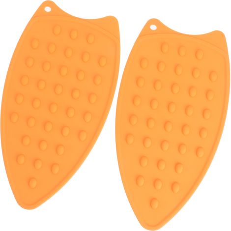 Lot de 2 tapis de repassage en silicone résistants aux chocs et à la chaleur, de couleur orange, pour fers et planches à repasser. (1/5)