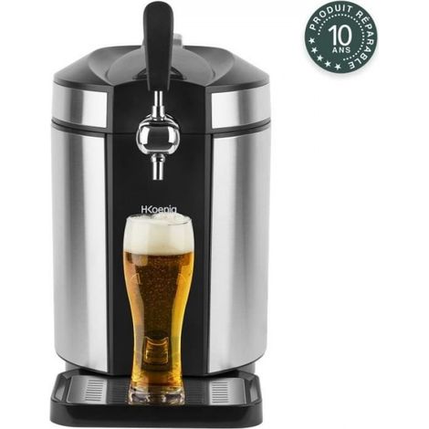 Tireuse à bière 5L inox – Température réglable de 2°C à 12°C – Compatible tous fûts – Conservation jusqu'à 30 jours – Hkoenig - BW1880