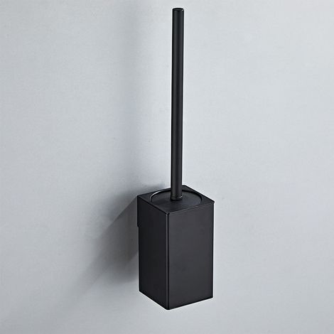 Porte-Brosse WC carré Mural en Acier Inoxydable 304 avec 1 têtes de Brosse (Noir)