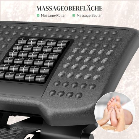 Repose-pieds ergonomique réglable en hauteur, surface de massage à rouleaux, noir, 46 x 35 cm (1/5)